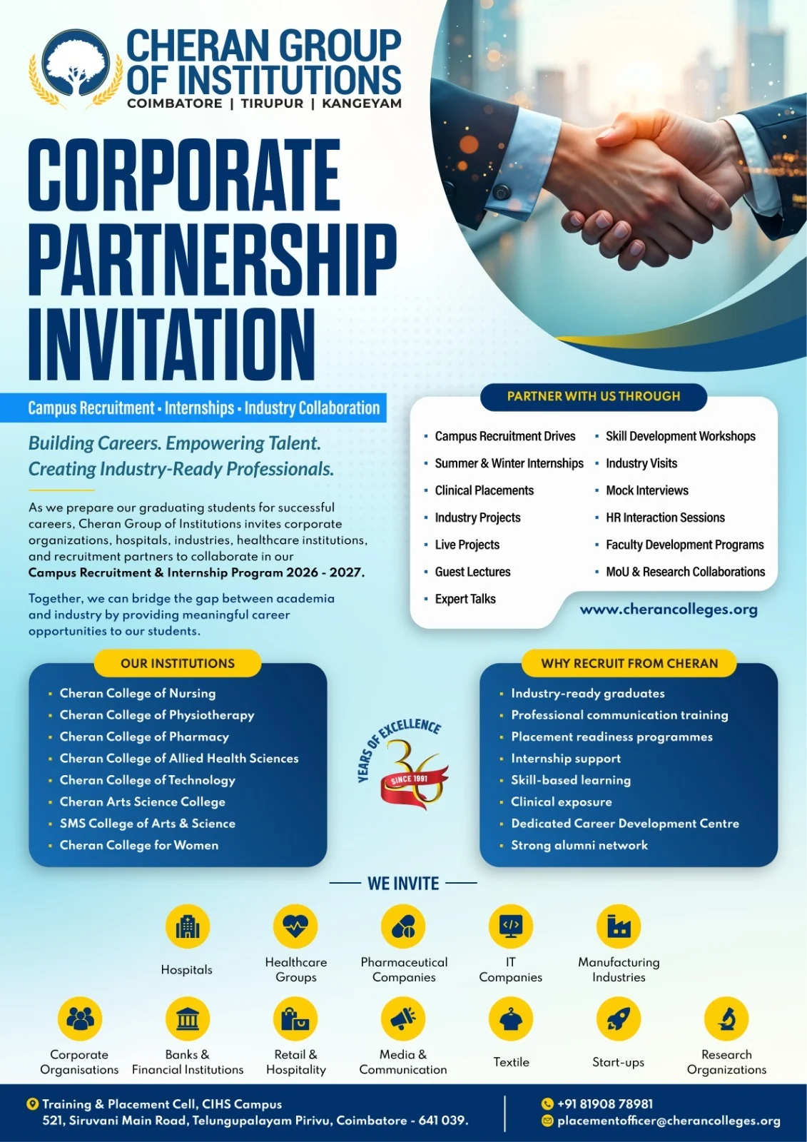 Corporate Partnership Invitation - Cheran Group of Institutions